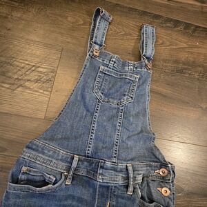 Abercrombie Kids Denim Bib Overalls Size 11/12 Distressed Classic Blue Denim Y2K